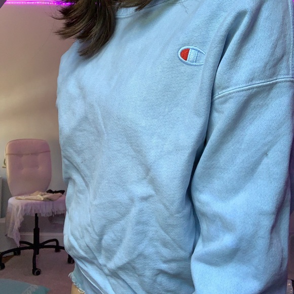 Champion Jackets & Blazers - champion sweatshirt, light blue